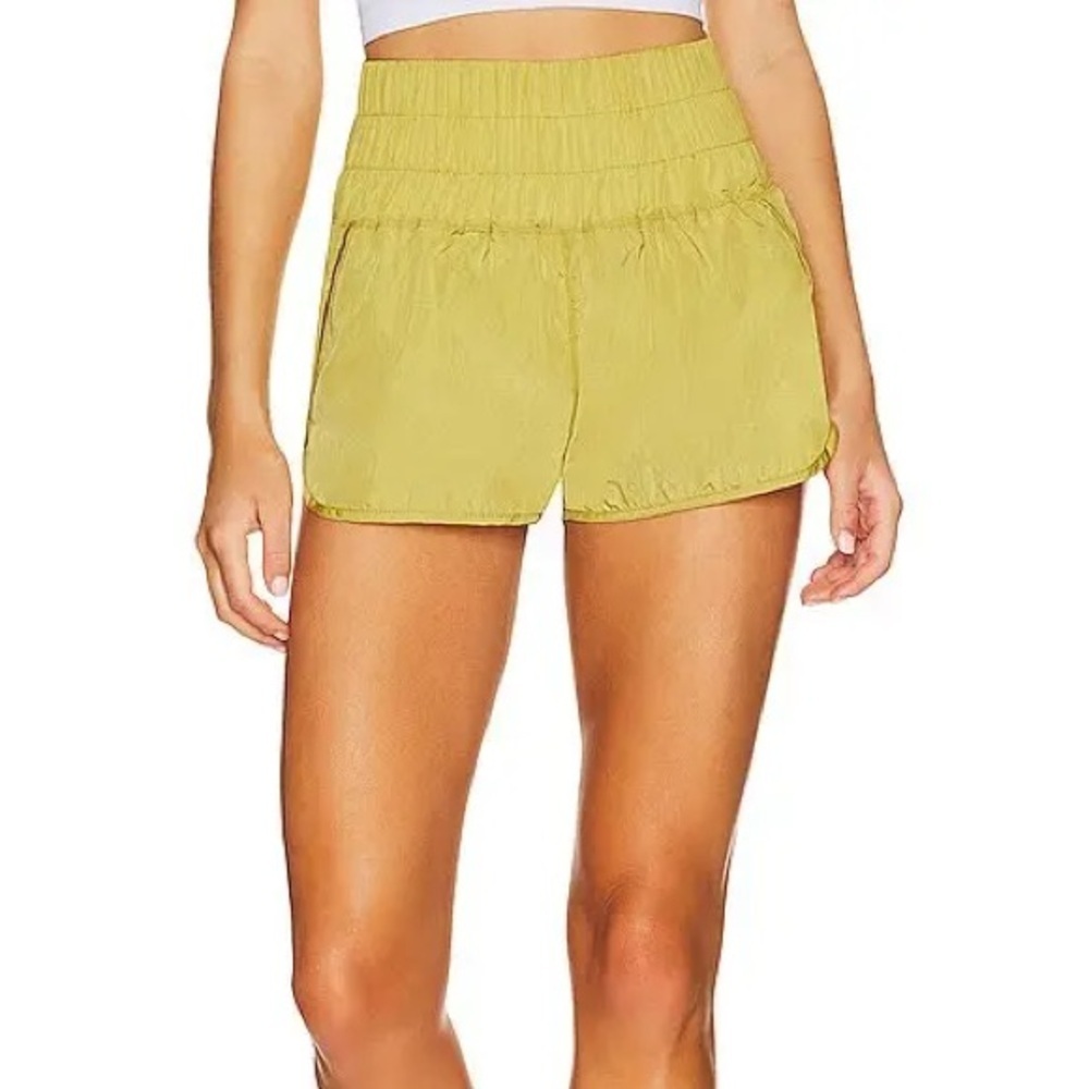 FP Movement by Free People Yellow High Waist Smocked Shorts
